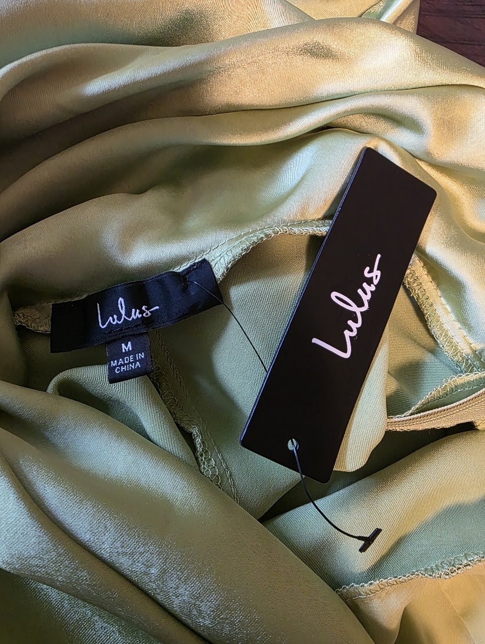 Lulus Incredible Love Lime Green Satin Cowl Back Midi Slip Dress, Medium, NWT! - Picture 13 of 15